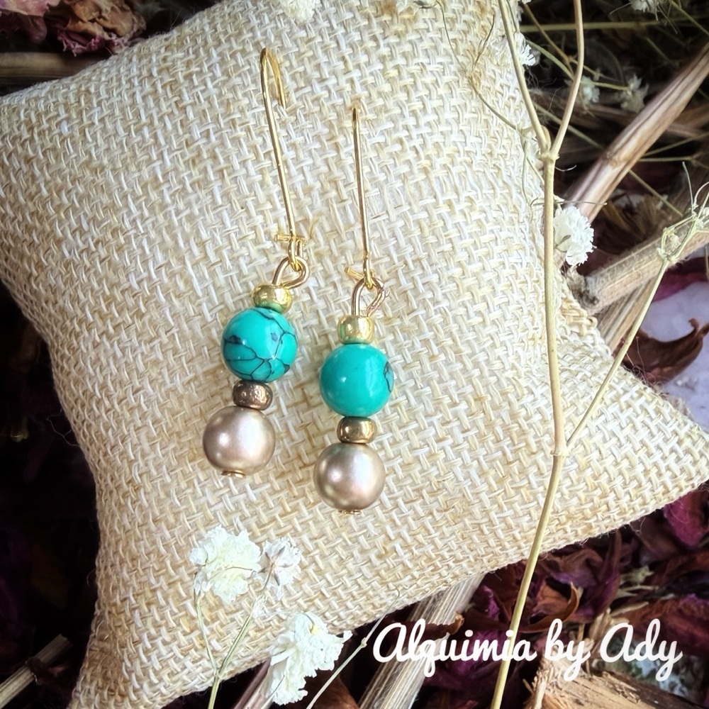 CURATED GIFTS FOR MOM + Turquoise and GOLD Pearl Drop Earrings